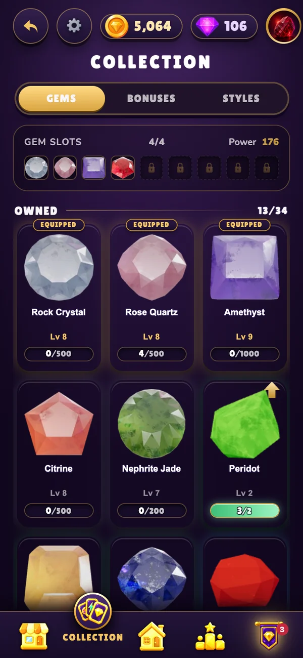 Gemz gem collection: 34 gems to unlock and level up