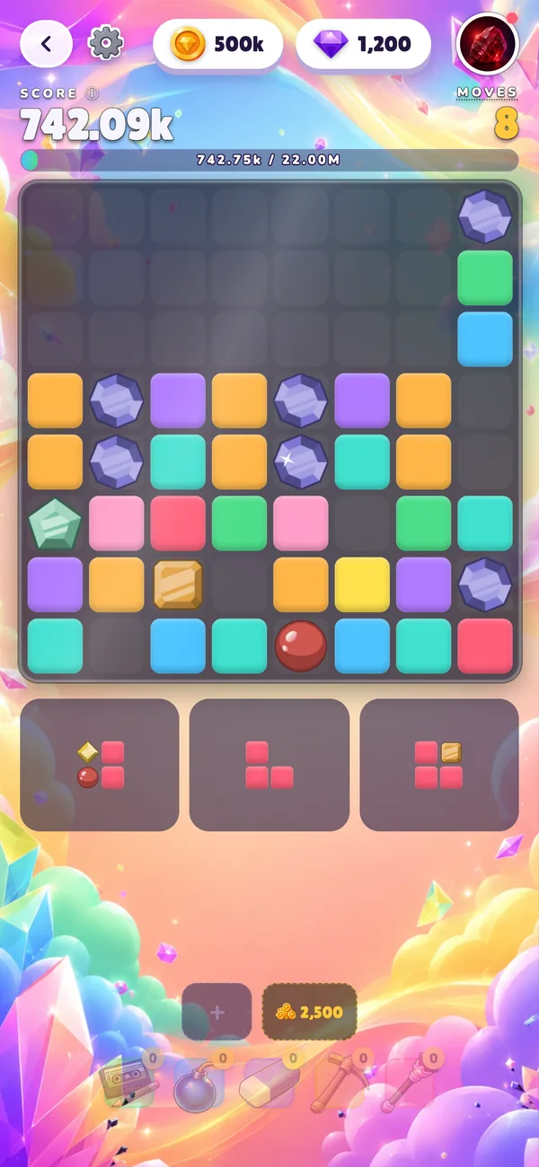 Gemz gameplay: placing blocks on the board